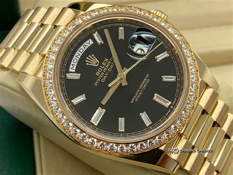 rolex day date 40 gold diamond bezel|rolex presidential 40mm diamond bezel.